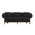 Christopher Knight Home Tadg 82 Rubberwood Boucle Upholstered 3 Seater Curved Sofa with 3 Pillows and Round Arm