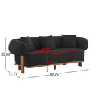 Christopher Knight Home Tadg 82 Rubberwood Boucle Upholstered 3 Seater Curved Sofa with 3 Pillows and Round Arm