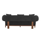 Christopher Knight Home Tadg 82 Rubberwood Boucle Upholstered 3 Seater Curved Sofa with 3 Pillows and Round Arm