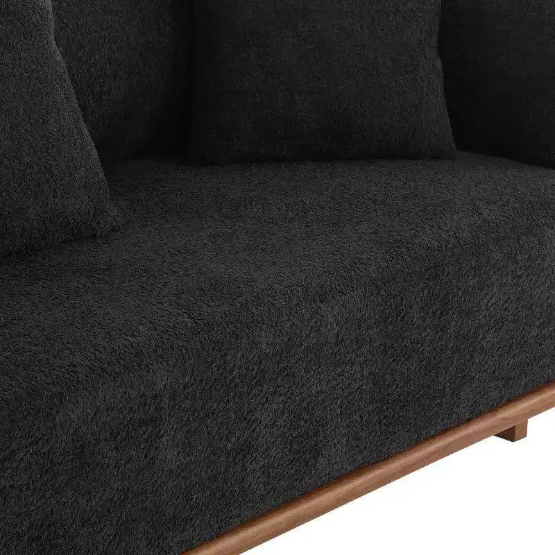 Christopher Knight Home Tadg 82 Rubberwood Boucle Upholstered 3 Seater Curved Sofa with 3 Pillows and Round Arm