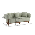 Christopher Knight Home Tadg 82 Rubberwood Boucle Upholstered 3 Seater Curved Sofa with 3 Pillows and Round Arm