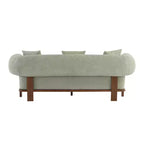 Christopher Knight Home Tadg 82 Rubberwood Boucle Upholstered 3 Seater Curved Sofa with 3 Pillows and Round Arm