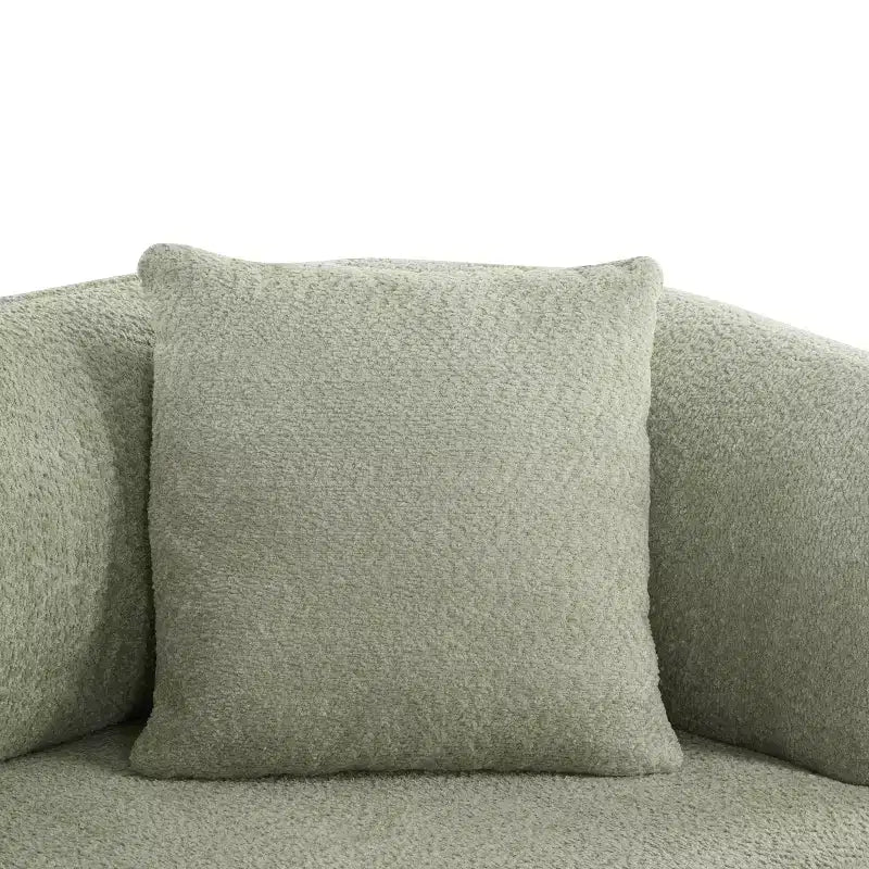 Christopher Knight Home Tadg 82 Rubberwood Boucle Upholstered 3 Seater Curved Sofa with 3 Pillows and Round Arm