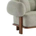 Christopher Knight Home Tadg 82 Rubberwood Boucle Upholstered 3 Seater Curved Sofa with 3 Pillows and Round Arm