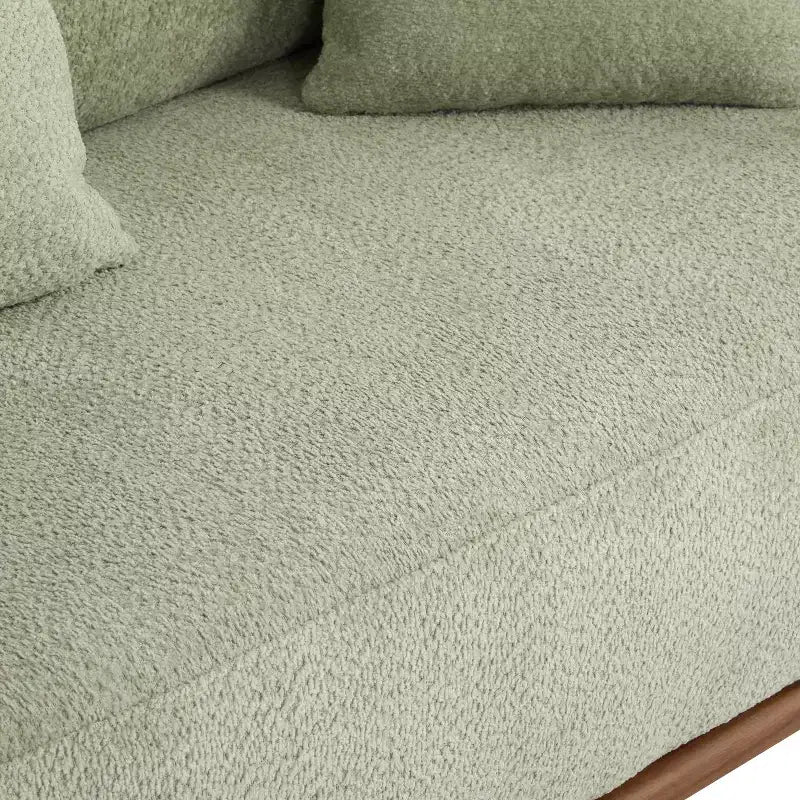 Christopher Knight Home Tadg 82 Rubberwood Boucle Upholstered 3 Seater Curved Sofa with 3 Pillows and Round Arm