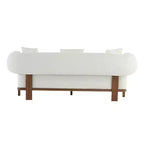 Christopher Knight Home Tadg 82 Rubberwood Boucle Upholstered 3 Seater Curved Sofa with 3 Pillows and Round Arm