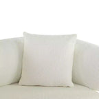 Christopher Knight Home Tadg 82 Rubberwood Boucle Upholstered 3 Seater Curved Sofa with 3 Pillows and Round Arm