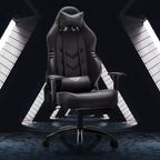 Sweat-proof PU Leather Gaming Chair Fixed up Armrest Lumbar Support Ergonomic Arm Chair With Double Arm & Footrest
