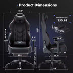 Sweat-proof PU Leather Gaming Chair Fixed up Armrest Lumbar Support Ergonomic Arm Chair With Double Arm & Footrest