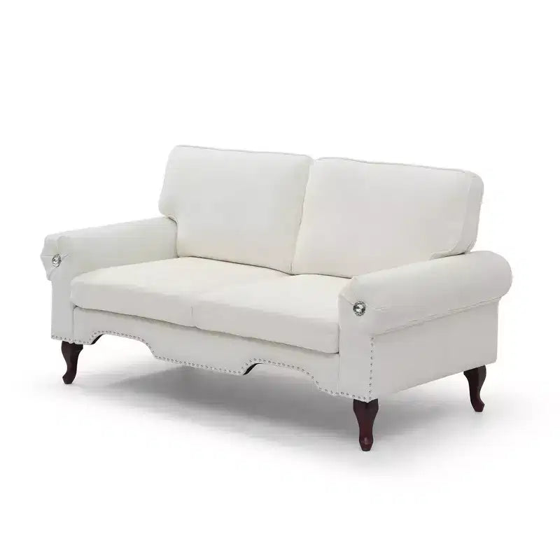 GDFStudio Sheila Linen Upholstery Sofa with Crystal button and Copper Nail