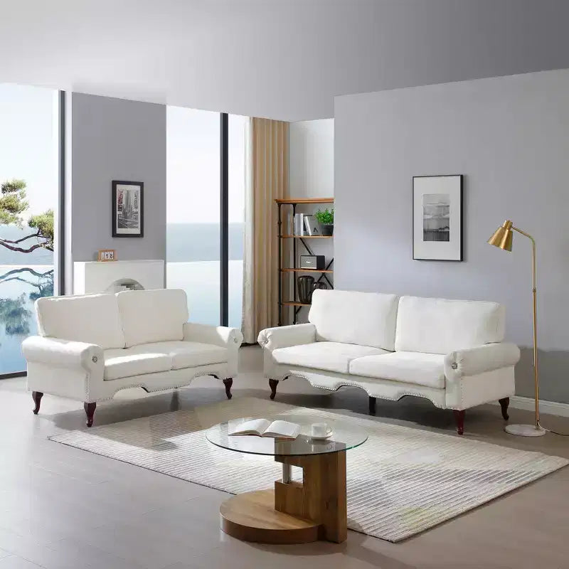GDFStudio Sheila Linen Upholstery Sofa with Crystal button and Copper Nail