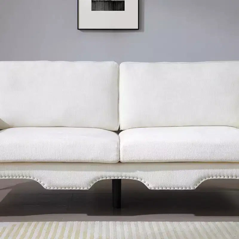 GDFStudio Sheila Linen Upholstery Sofa with Crystal button and Copper Nail