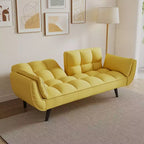 Chic Crate - High-quality 57 Inch Yellow Sofa with Soft Two Armrests & Throw Pillow for Comfortable Apartment Living in Small Spaces