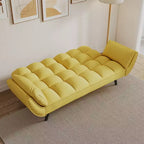 Chic Crate - High-quality 57 Inch Yellow Sofa with Soft Two Armrests & Throw Pillow for Comfortable Apartment Living in Small Spaces