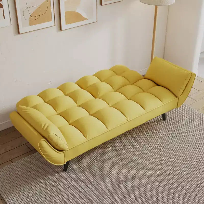 Chic Crate - High-quality 57 Inch Yellow Sofa with Soft Two Armrests & Throw Pillow for Comfortable Apartment Living in Small Spaces
