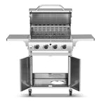 Barbecue à gaz propane R.W.FLAME à 4 brûleurs, 32 000 BTU, en acier inoxydable avec couvercle, roulettes et tablettes latérales pour la cuisine extérieure, le patio, le jardin et le camping