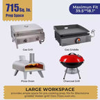 R.W.FLAME Portable Folding Grill Prep Table with Wheels, Stainless Steel BBQ Grill Stand for Camping, Tailgating and Outdoor Cooking