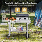 R.W.FLAME Portable Folding Grill Prep Table with Wheels, Stainless Steel BBQ Grill Stand for Camping, Tailgating and Outdoor Cooking