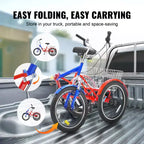 VEVOR Folding Adult Tricycle, 20-Inch 7-Speed Adult Folding Trikes, Carbon Steel 3 Wheel Cruiser Bike with Large Basket & Adjustable Seat