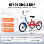 VEVOR Folding Adult Tricycle, 20-Inch 7-Speed Adult Folding Trikes, Carbon Steel 3 Wheel Cruiser Bike with Large Basket & Adjustable Seat