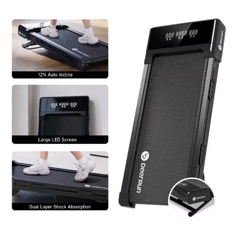 DeerRun Z10 Under Desk Walking Treadmill with 12% Incline, 300 lbs Capacity, Walking Pad for Home & Office