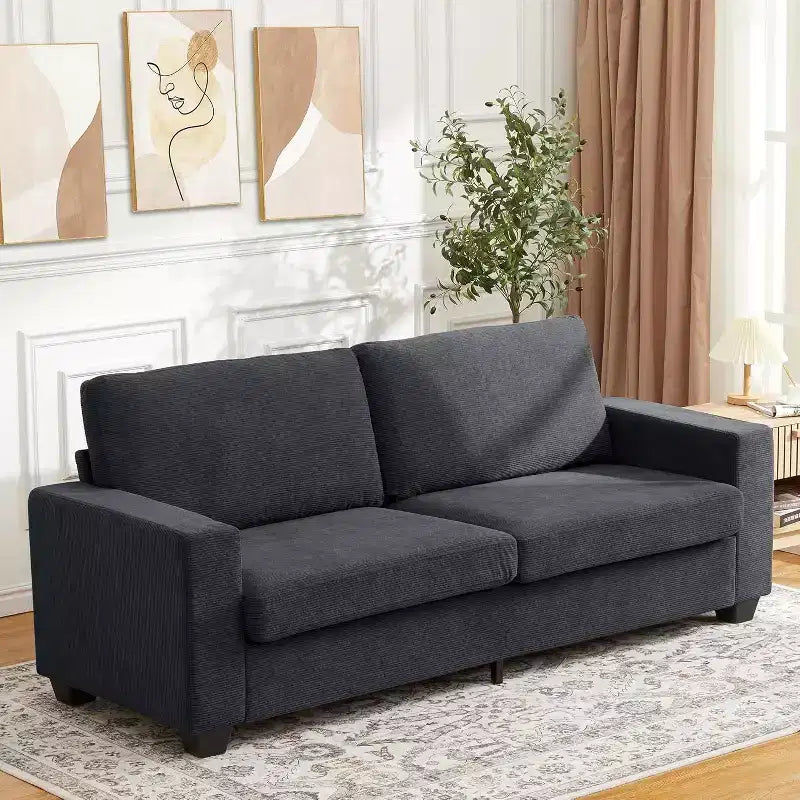 Canapé moderne gris de 210,8 cm, canapé surdimensionné à 2 places avec accoudoirs larges et dossier moelleux, canapé nuage confortable pour salon, chambre, bureau