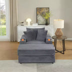 Canapé avec 2 coussins décoratifs et un pouf, Canapé confortable - Canapé profond pour salon