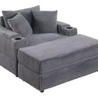 Canapé avec 2 coussins décoratifs et un pouf, Canapé confortable - Canapé profond pour salon