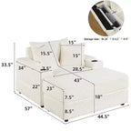 Canapé avec 2 coussins décoratifs et un pouf, Canapé confortable - Canapé profond pour salon