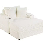 Canapé avec 2 coussins décoratifs et un pouf, Canapé confortable - Canapé profond pour salon