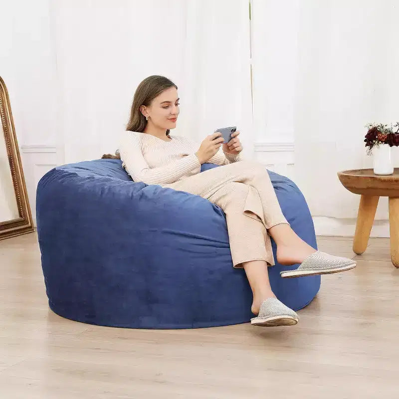 Pouf rond 4FT en velours, rempli de mousse, pour adultes et adolescents, siège doux et moelleux pour salon, dortoir ou espaces de détente