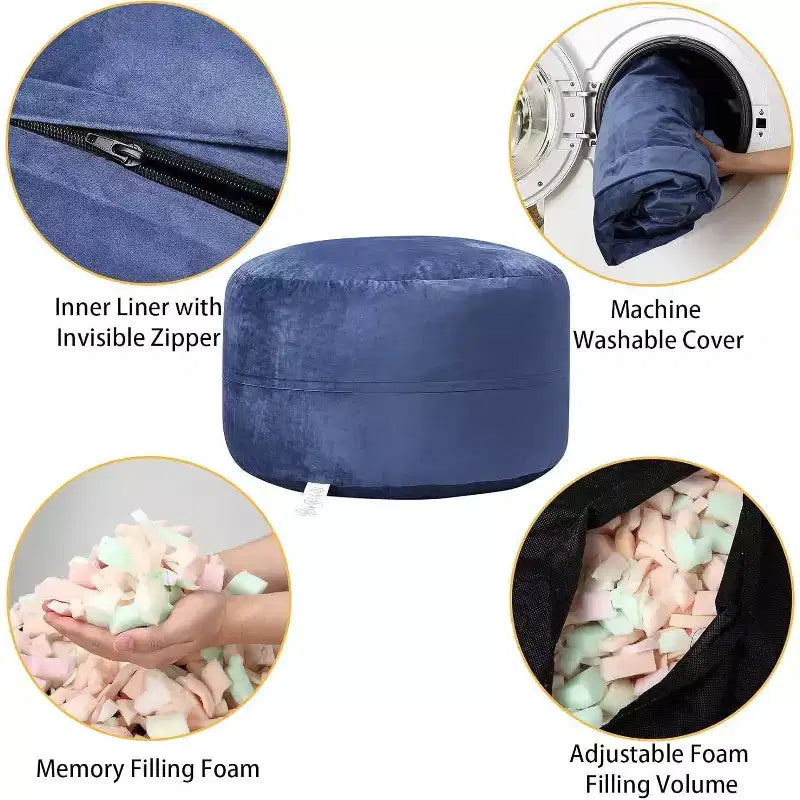 Pouf rond 4FT en velours, rempli de mousse, pour adultes et adolescents, siège doux et moelleux pour salon, dortoir ou espaces de détente