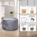 Pouf rond 4FT en velours, rempli de mousse, pour adultes et adolescents, siège doux et moelleux pour salon, dortoir ou espaces de détente