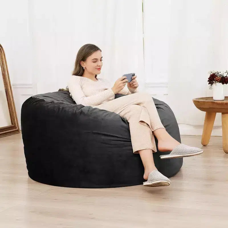 Pouf rond 4FT en velours, rempli de mousse, pour adultes et adolescents, siège doux et moelleux pour salon, dortoir ou espaces de détente
