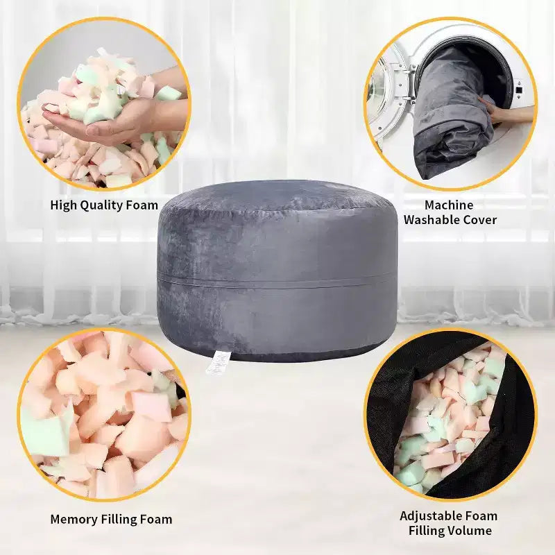 Pouf rond 4FT en velours, rempli de mousse, pour adultes et adolescents, siège doux et moelleux pour salon, dortoir ou espaces de détente