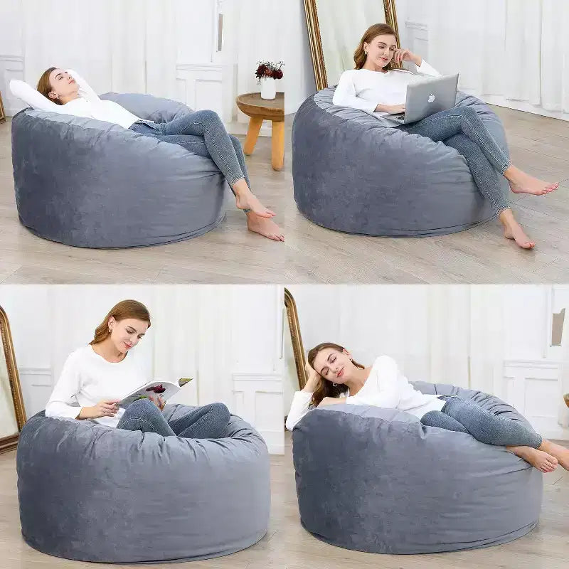 Pouf rond 4FT en velours, rempli de mousse, pour adultes et adolescents, siège doux et moelleux pour salon, dortoir ou espaces de détente