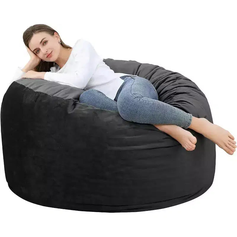 Pouf rond 4FT en velours, rempli de mousse, pour adultes et adolescents, siège doux et moelleux pour salon, dortoir ou espaces de détente