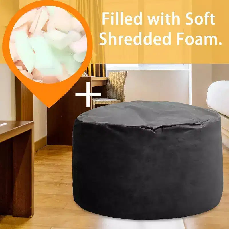 Pouf rond 4FT en velours, rempli de mousse, pour adultes et adolescents, siège doux et moelleux pour salon, dortoir ou espaces de détente