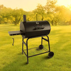 Grill Boss 30 Inch Barrel Charcoal Grill with Adjustable Grate, Large Cooking Area, Built In Temperature Gauge, and Durable Cast Iron Grates, Black