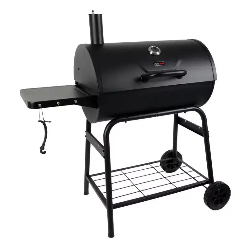 Grill Boss 30 Inch Barrel Charcoal Grill with Adjustable Grate, Large Cooking Area, Built In Temperature Gauge, and Durable Cast Iron Grates, Black