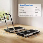 Tapis roulant pliable 3-en-1 Costway avec applications intelligentes, télécommande, écran LED et haut-parleurs bleu/argent