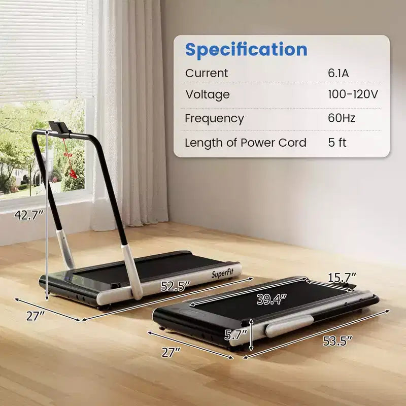 Tapis roulant pliable 3-en-1 Costway avec applications intelligentes, télécommande, écran LED et haut-parleurs bleu/argent