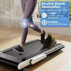 Tapis roulant pliable 3-en-1 Costway avec applications intelligentes, télécommande, écran LED et haut-parleurs bleu/argent