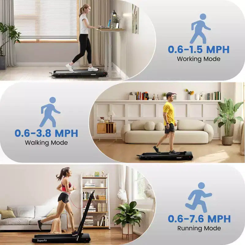 Tapis roulant pliable 3-en-1 Costway avec applications intelligentes, télécommande, écran LED et haut-parleurs bleu/argent