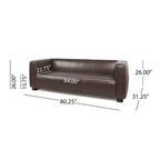 Christopher Knight Home Kaia 80 Contemporary Square Arm Faux Leather 3 Seater Sofa with Birch Wood Legs