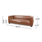 Christopher Knight Home Kaia 80 Contemporary Square Arm Faux Leather 3 Seater Sofa with Birch Wood Legs