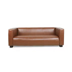 Christopher Knight Home Kaia 80 Contemporary Square Arm Faux Leather 3 Seater Sofa with Birch Wood Legs
