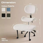 Pinmoco Chaise de bureau sans accoudoirs à pieds croisés, siège extra large, pivotant à 360°, chaise de bureau ergonomique pour la maison, le gaming et la méditation