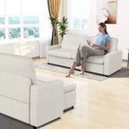 MUUEGM 89 Square Arm Corduroy Sofa| Upholstered Sofa with Deep Seat, Washable Cover, Removable Cushions