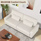 MUUEGM 89 Square Arm Corduroy Sofa| Upholstered Sofa with Deep Seat, Washable Cover, Removable Cushions
